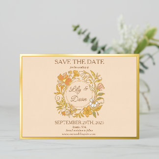 Tarjeta de aviso de fecha de Art Nouveau floral el