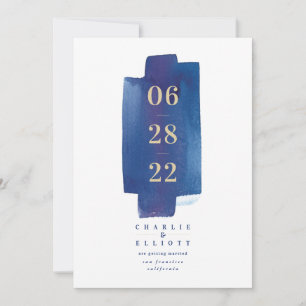 Tarjeta de aviso de fecha de boda - Azul marino