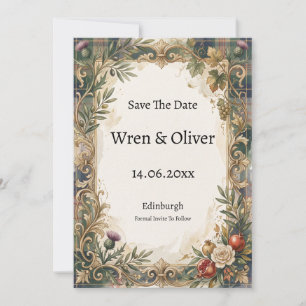 Tarjeta de aviso de fecha de boda barroca italiana