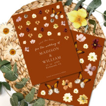 Tarjeta de aviso de fecha de boda boho de flor sil
