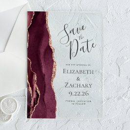 Tarjeta de aviso de fecha de boda con ágata modern