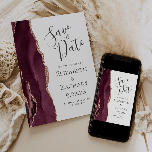 Tarjeta de aviso de fecha de boda con ágata modern (Subido por el creador)