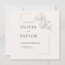 Tarjeta de aviso de fecha de boda con arte de líne