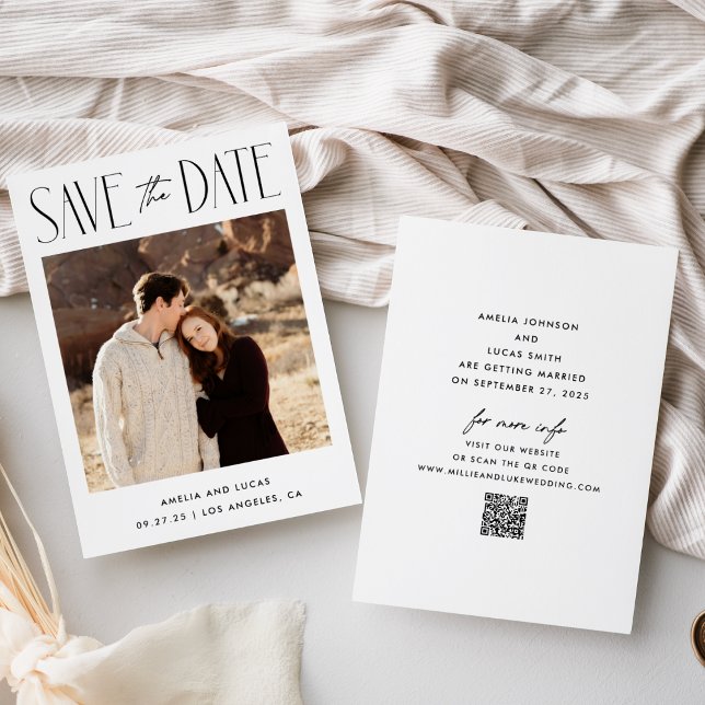 Tarjeta de aviso de fecha de boda con código QR de (Subido por el creador)