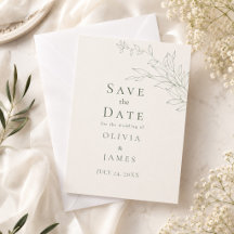Tarjeta de aviso de fecha de boda con diseño botán