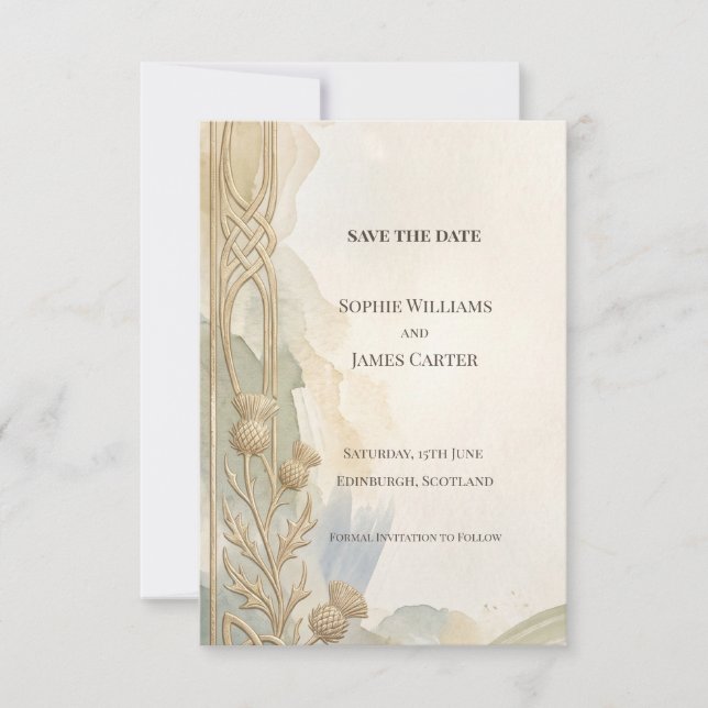 Tarjeta de aviso de fecha de boda con diseño flora (Anverso)