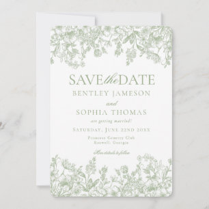 Tarjeta de aviso de fecha de boda con diseño flora