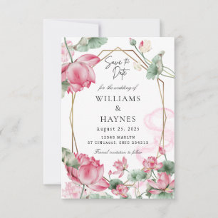 Tarjeta de aviso de fecha de boda con floral de lo