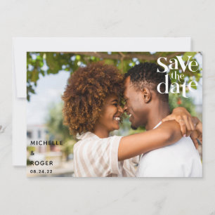 Tarjeta de aviso de fecha de boda con foto rústica