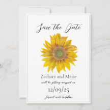 Tarjeta de aviso de fecha de boda con girasol pint