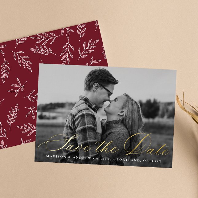 Tarjeta de aviso de fecha de boda con guión de cal (Subido por el creador)