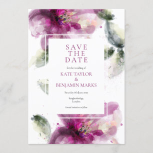 Tarjeta de aviso de fecha de boda con lirio floral