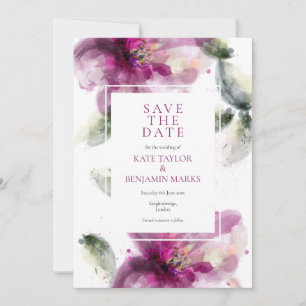 Tarjeta de aviso de fecha de boda con lirio rosa e