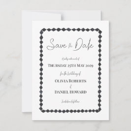 Tarjeta de aviso de fecha de boda con marco de dia