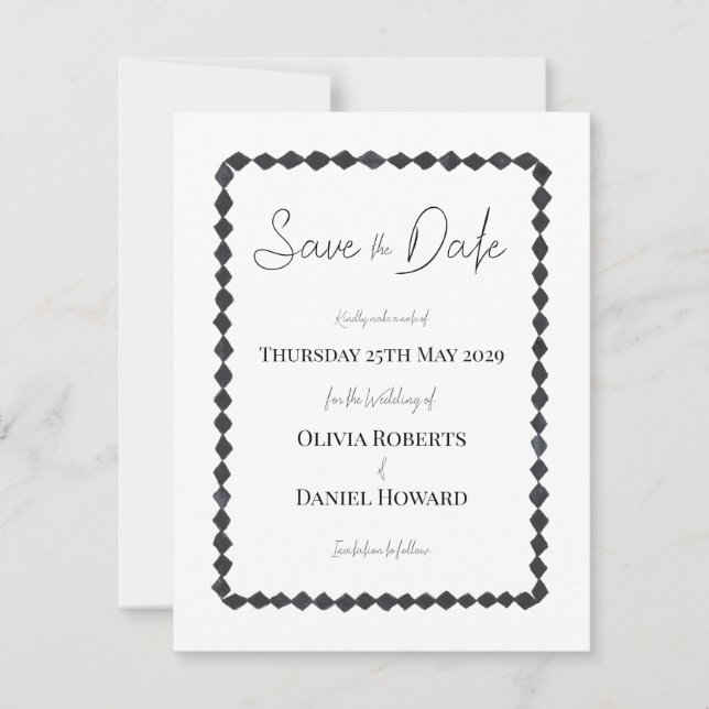 Tarjeta de aviso de fecha de boda con marco de dia (Anverso)