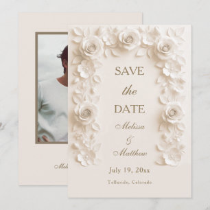 Tarjeta de aviso de fecha de boda con marco floral