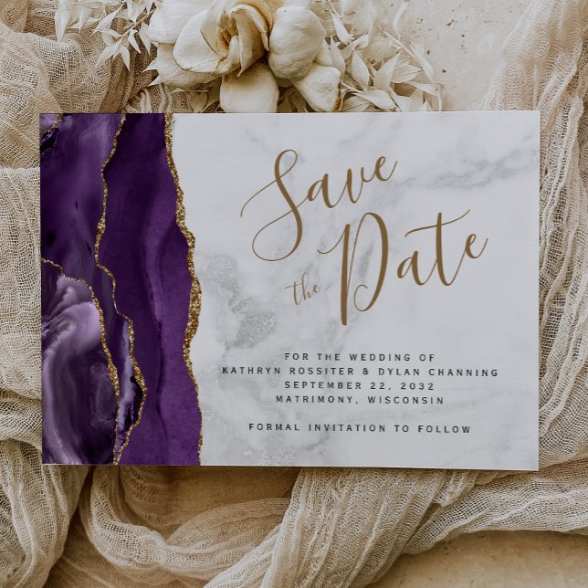 Tarjeta de aviso de fecha de boda con mármol gris  (Subido por el creador)