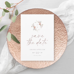 Tarjeta de aviso de fecha de boda con monograma fl