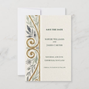 Tarjeta de aviso de fecha de boda con pergamino do