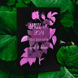 Tarjeta de aviso de fecha de boda con rosa botánic