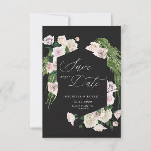 Tarjeta de aviso de fecha de boda con rosa sonroja