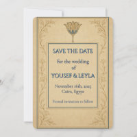 Tarjeta de aviso de fecha de boda con tema de Loto