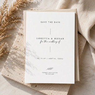 Tarjeta de aviso de fecha de boda con tipografía m