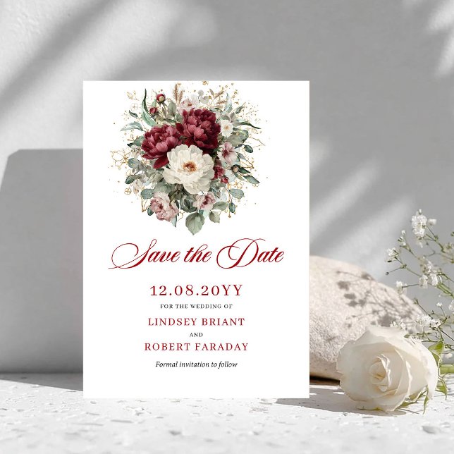 Tarjeta de aviso de fecha de boda con tono rosa be (Beautiful Blush Burgundy Save The Date Card)