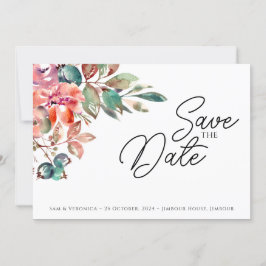 Tarjeta de aviso de fecha de boda con toque románt