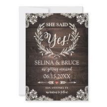 Tarjeta de aviso de fecha de boda de madera rústic