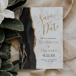 Tarjeta de aviso de fecha de boda de mármol de ága