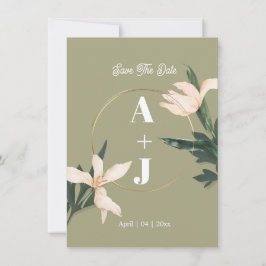 Tarjeta de aviso de fecha de boda floral con rubor