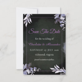 Tarjeta de aviso de fecha de boda floral gótica la