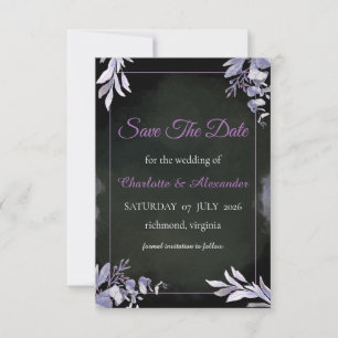 Tarjeta de aviso de fecha de boda floral gótica la
