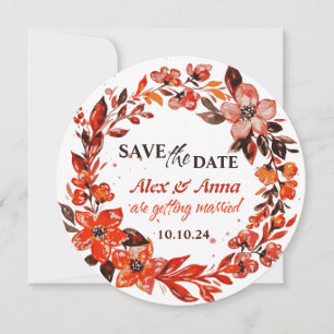 Tarjeta de aviso de fecha de boda floral rústica