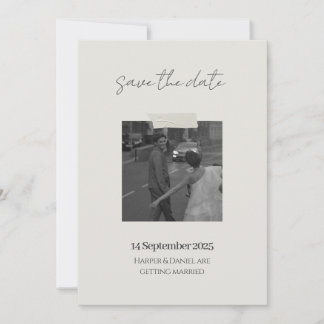 Tarjeta de aviso de fecha de boda minimalista con