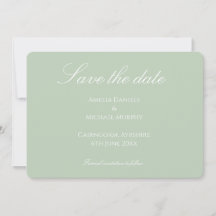 Tarjeta de aviso de fecha de boda minimalista verd