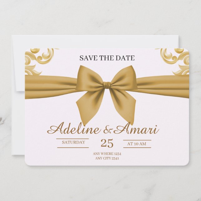 Tarjeta de aviso de fecha de boda moderna orgánica (Anverso)