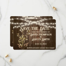 Tarjeta de aviso de fecha de boda rústica