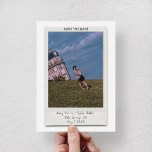 Tarjeta de aviso de fecha de bodas con foto Polaro