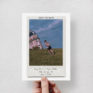 Tarjeta de aviso de fecha de bodas con foto Polaro
