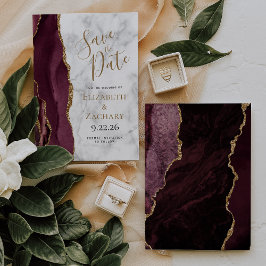 Tarjeta de aviso de fecha de bodas con mármol de á