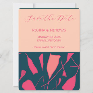 Tarjeta de aviso de fecha de bodas con rosas plana