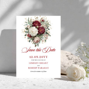 Tarjeta de aviso de fecha de bodas con tonos flora