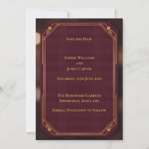 Tarjeta de aviso de fecha de bodas escocesa Burgun