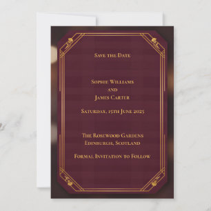 Tarjeta de aviso de fecha de bodas escocesa Burgun