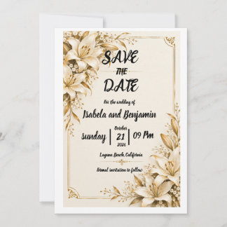 tarjeta de aviso de fecha de bodas Golden Lily