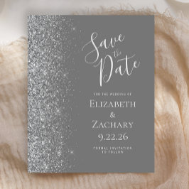 Tarjeta de aviso de fecha de bodas gris presupuest