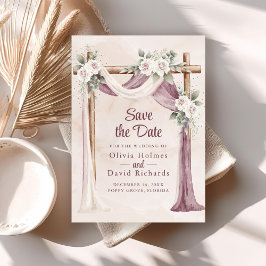Tarjeta de aviso de fecha de Boho Purple Pink Flor