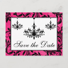 Tarjeta de aviso de fecha de candelabros rosados n